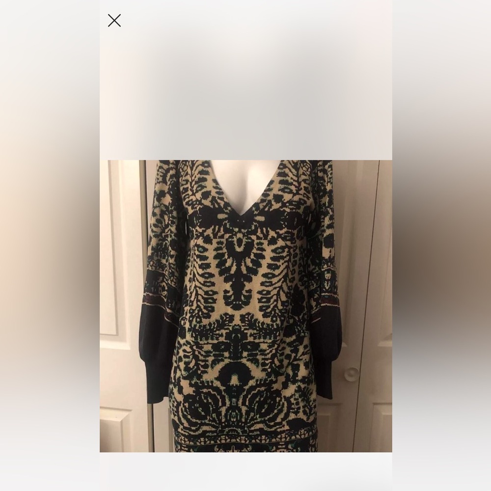 Elegant Black and Cream Patterned Dress Free People